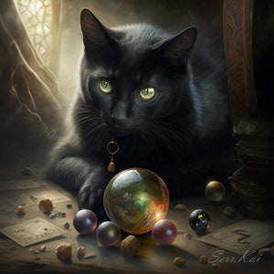 Black Cat Superstitious Marbles by Serr.Kai A Quill & Ink (Digital Format)