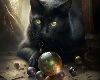 Black Cat Superstitious Marbles by Serr.Kai A Quill & Ink (Digital Format)