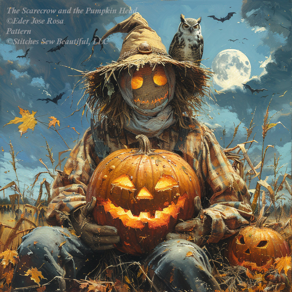 The Scarecrow and the Pumpkin Head Cross Stitch Pattern by Eder