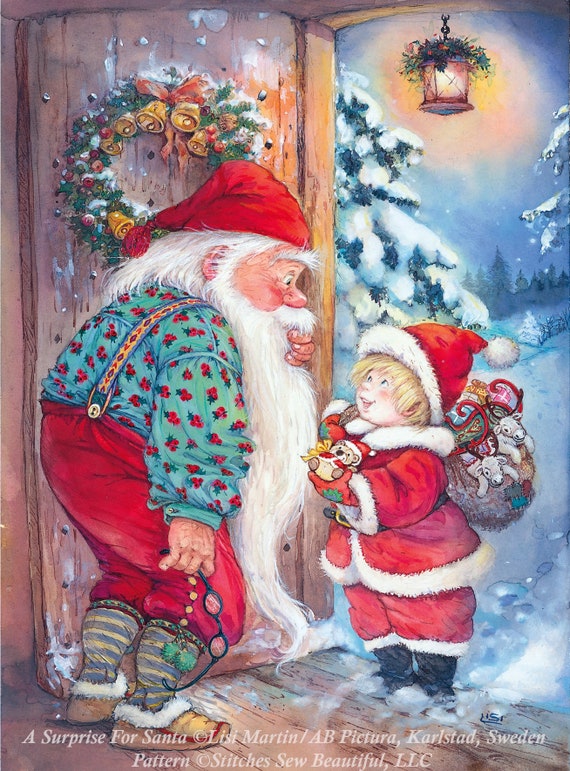 A Surprise for Santa Cross Stitch Pattern by Lisi Martin/ab