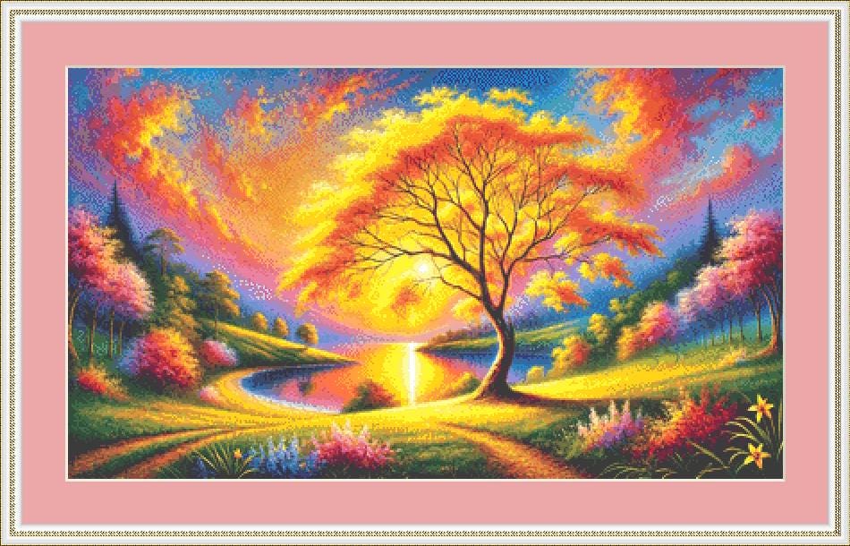 Blazing Sunset Counted Cross Stitch Pattern by Eder Jose Rosa