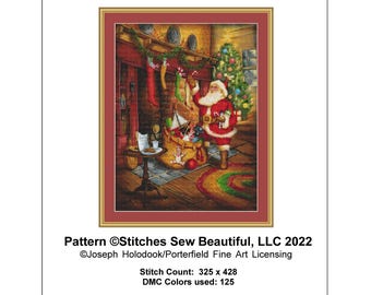 Santas Visit Cross Stitch Pattern by Joseph Holodook (digital