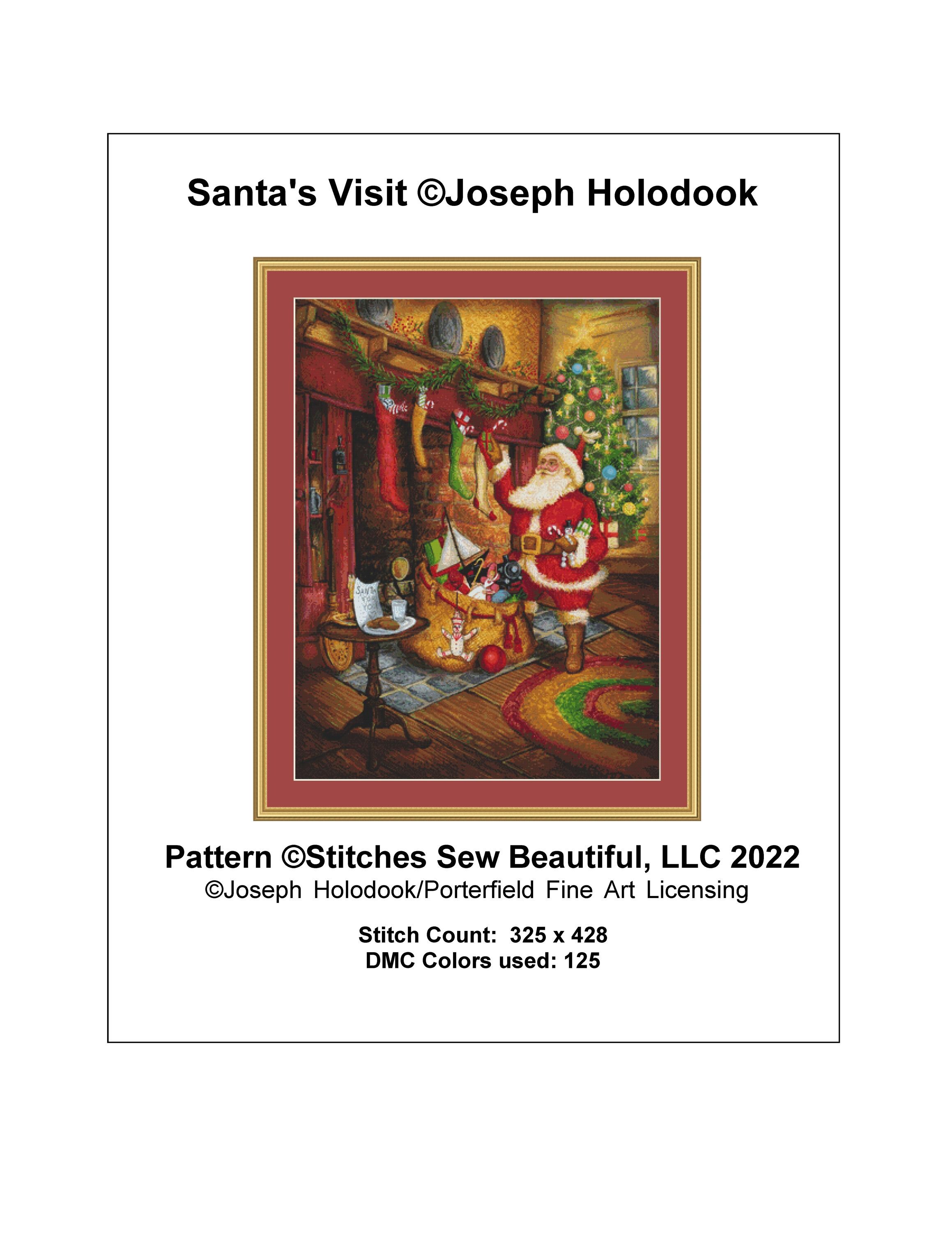Santas Visit Cross Stitch Pattern by Joseph Holodook (digital