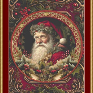 Ivy Cottage Home, motif père Noël victorien au point de croix (format numérique)