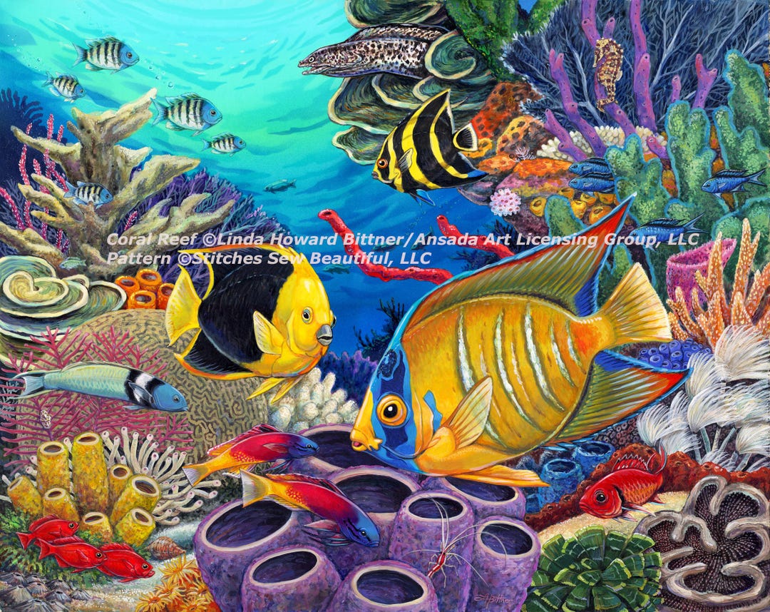 Coral Reef Cross Stitch Pattern by Linda Howard Bittner/ansada Art