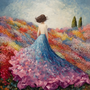 Dressed in Flowers Woman in a Field of Flowers 5 cross stitch pattern by Eder Jose Rosa (Digital Format)