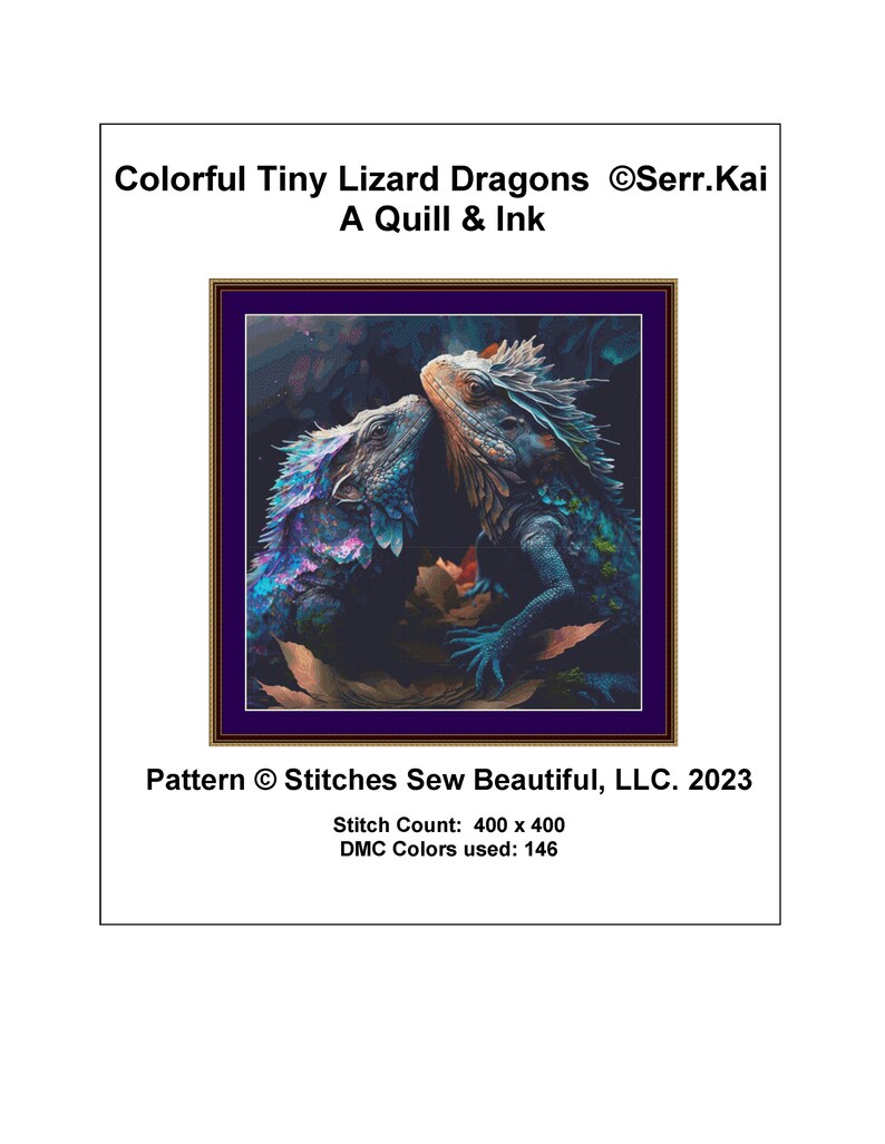 Colorful Tiny Lizard Dragons Cross Stitch Pattern by Serr.kai A Quill ...