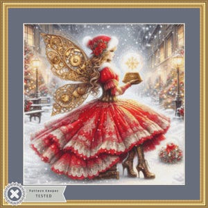 Steampunk Christmas Fairy (klein) geteld kruissteekpatroon van AdenLStudio (digitaal formaat)