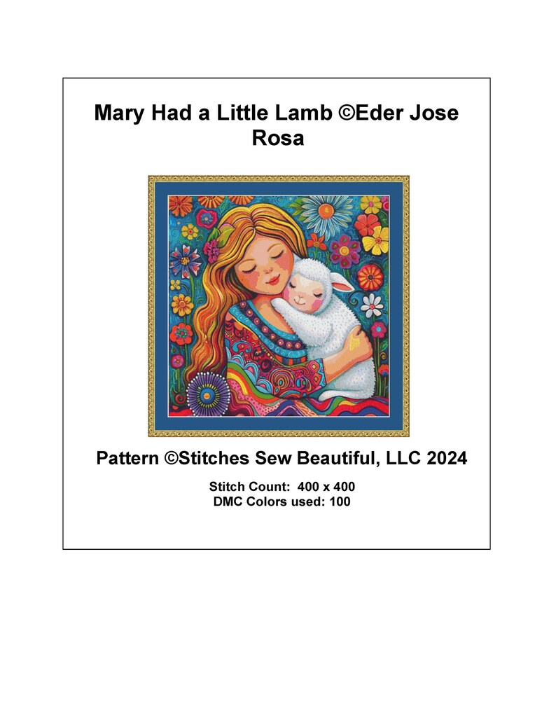 Mary Had a Little Lamb Cross Stitch Pattern by Eder Jose Rosa (digital ...