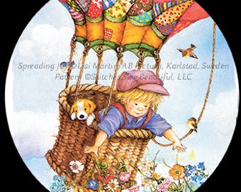 Spreading Joy (Round) cross stitch pattern by Lisi Martin/AB Pictura, Karlstad, Sweden (Digital Format)