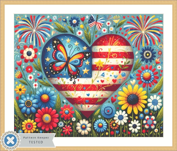 Patriotic Heart A Vibrant Celebrations of American Freedom Cross