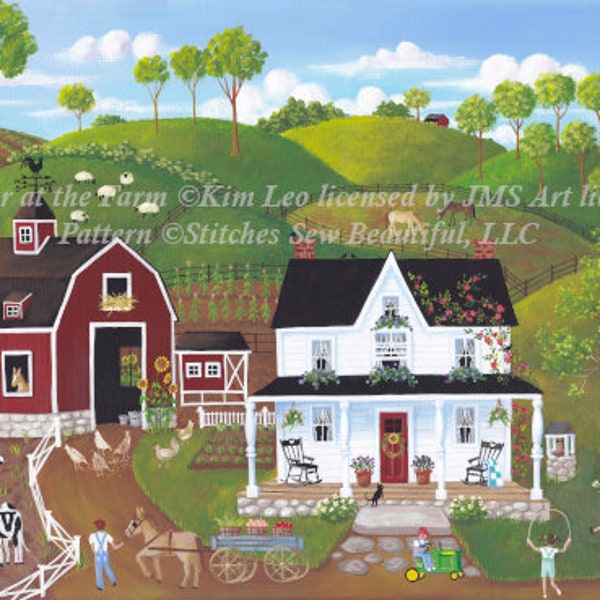 Summer at the Farm (Small) cross stitch pattern by Kim Leo licensed by JMS Art Licensing (Digital Format)