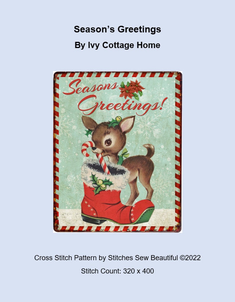 Season's Greetings Cross Stitch Pattern by Ivycottagehome (digital ...