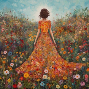 Woman in a Field of Flowers 1 cross stitch pattern by Eder Jose Rosa (Digital Format)