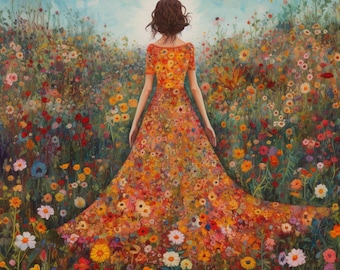 Woman in a Field of Flowers 1 cross stitch pattern by Eder Jose Rosa (Digital Format)