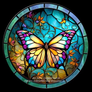 Stained Glass Butterfly 3 cross stitch pattern by IvyCottageHome (Digital Format)