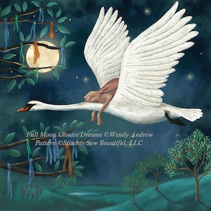 Full Moon Cloutie Dreams cross stitch pattern by Wendy Andrew of PaintingDreams (Digital Format)