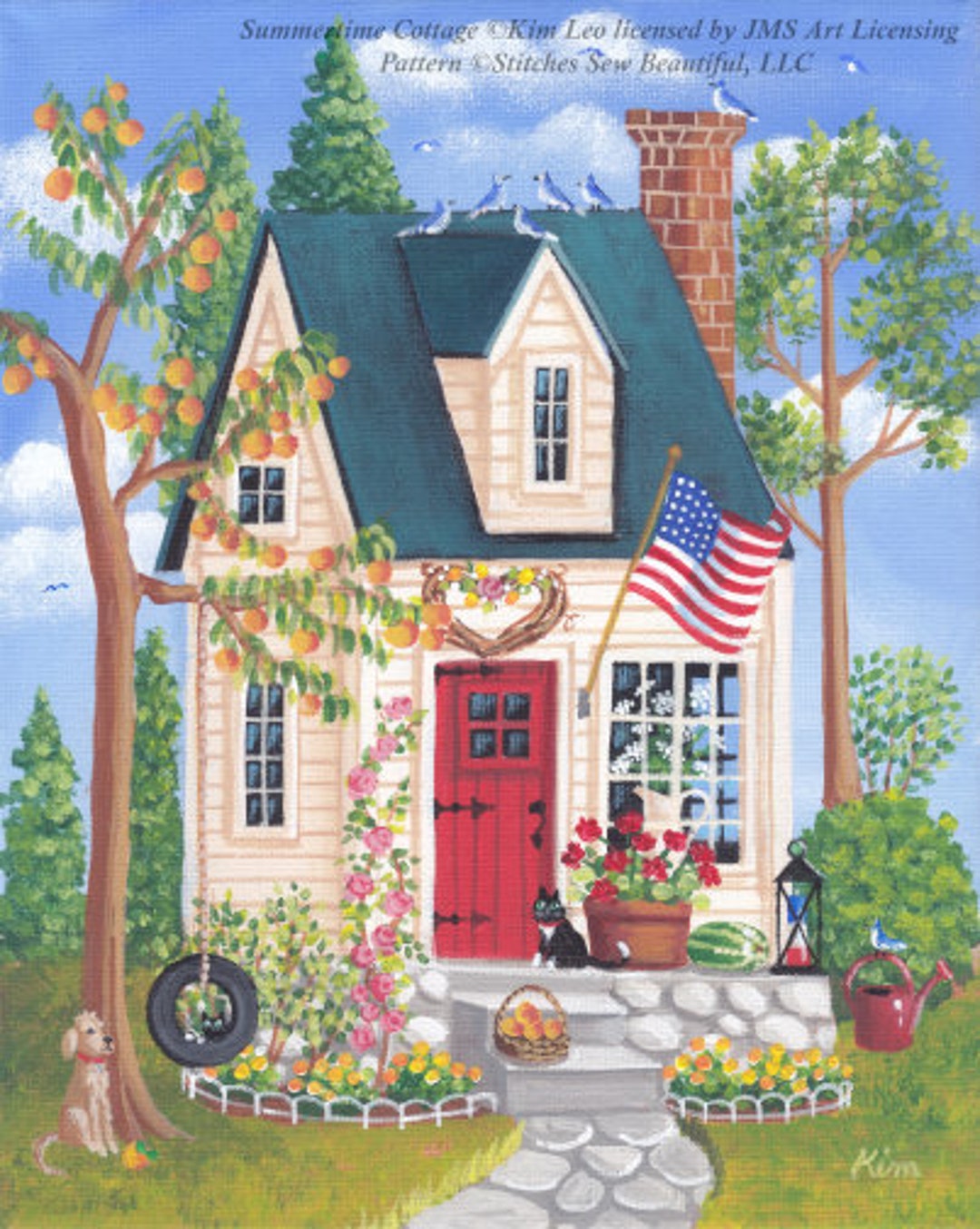 Summertime Cottage Cross Stitch Pattern by Kim Leo Licensed by JMS Art ...