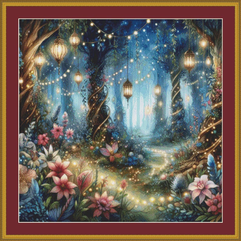 Magical Forest Lights Counted Cross Stitch Pattern by Fantasy Digitals ...