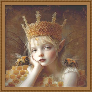 The Queen Bee (Max Size/Color) counted cross stitch pattern by Alisa Smith Willliams (Digital Format)