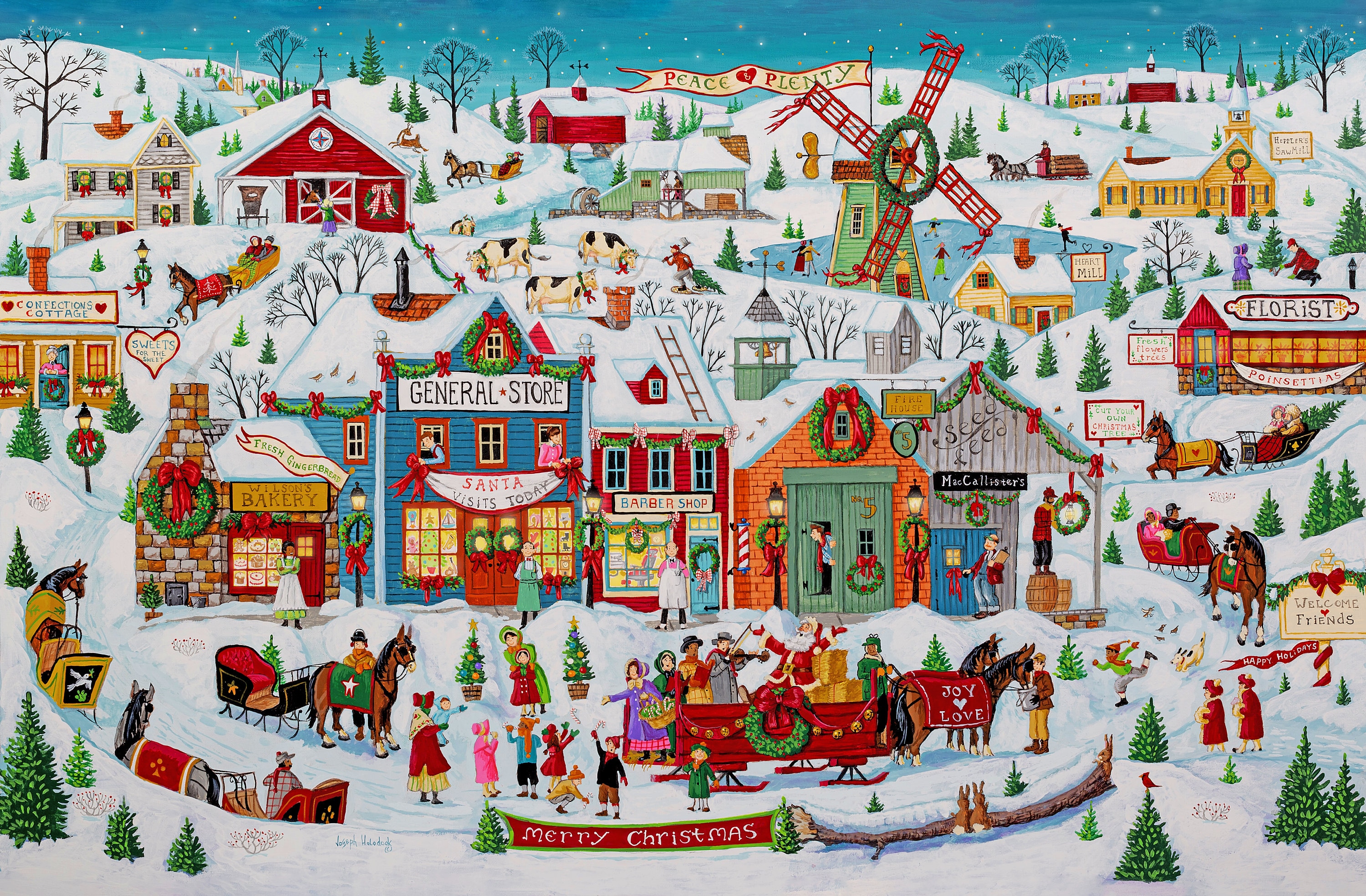 Christmas in Our Town Cross Stitch Pattern by Joseph Holodook