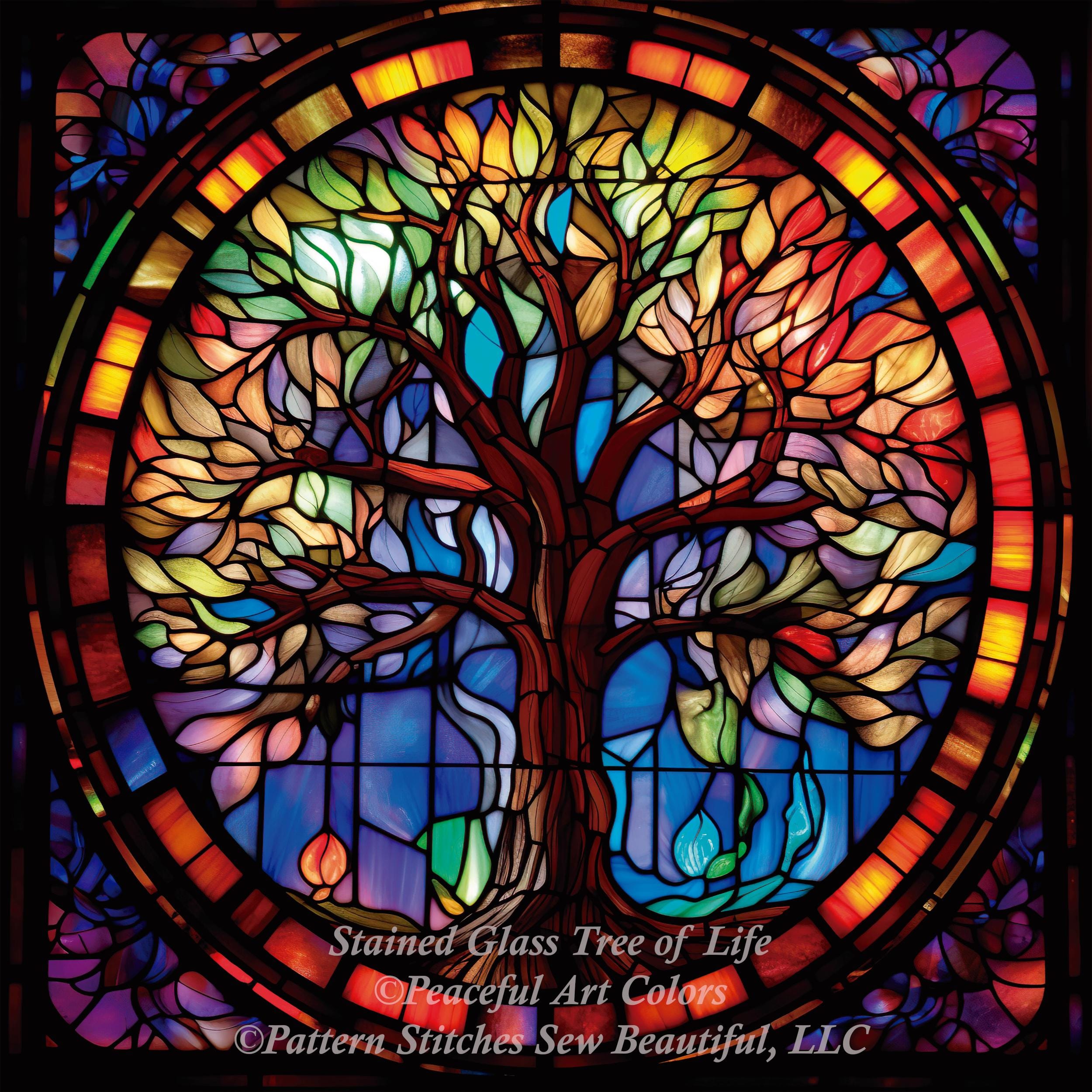 Stained Glass Tree of Life (max Size/color) Counted Cross Stitch