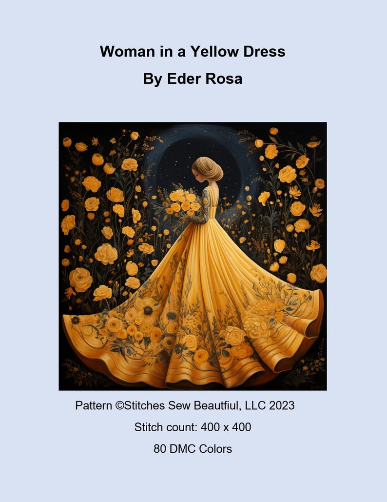 Yellow bird cross stitch dress main image 0