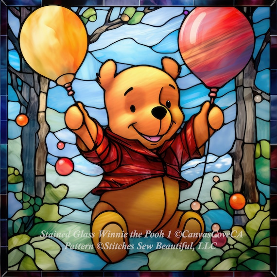 くまのプーさん ティガー ディズニー公式 ヴィンテージステンドグラス シェパード CanvasCoveCAによるステンドグラス「くまのプーさん」クロス