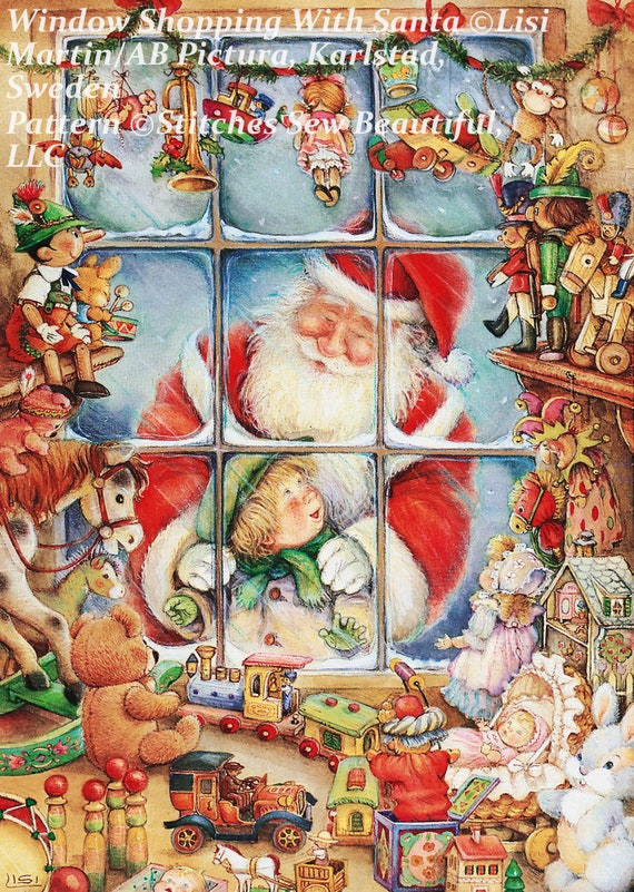 Window Shopping With Santa (max Colors) Cross Stitch Pattern by