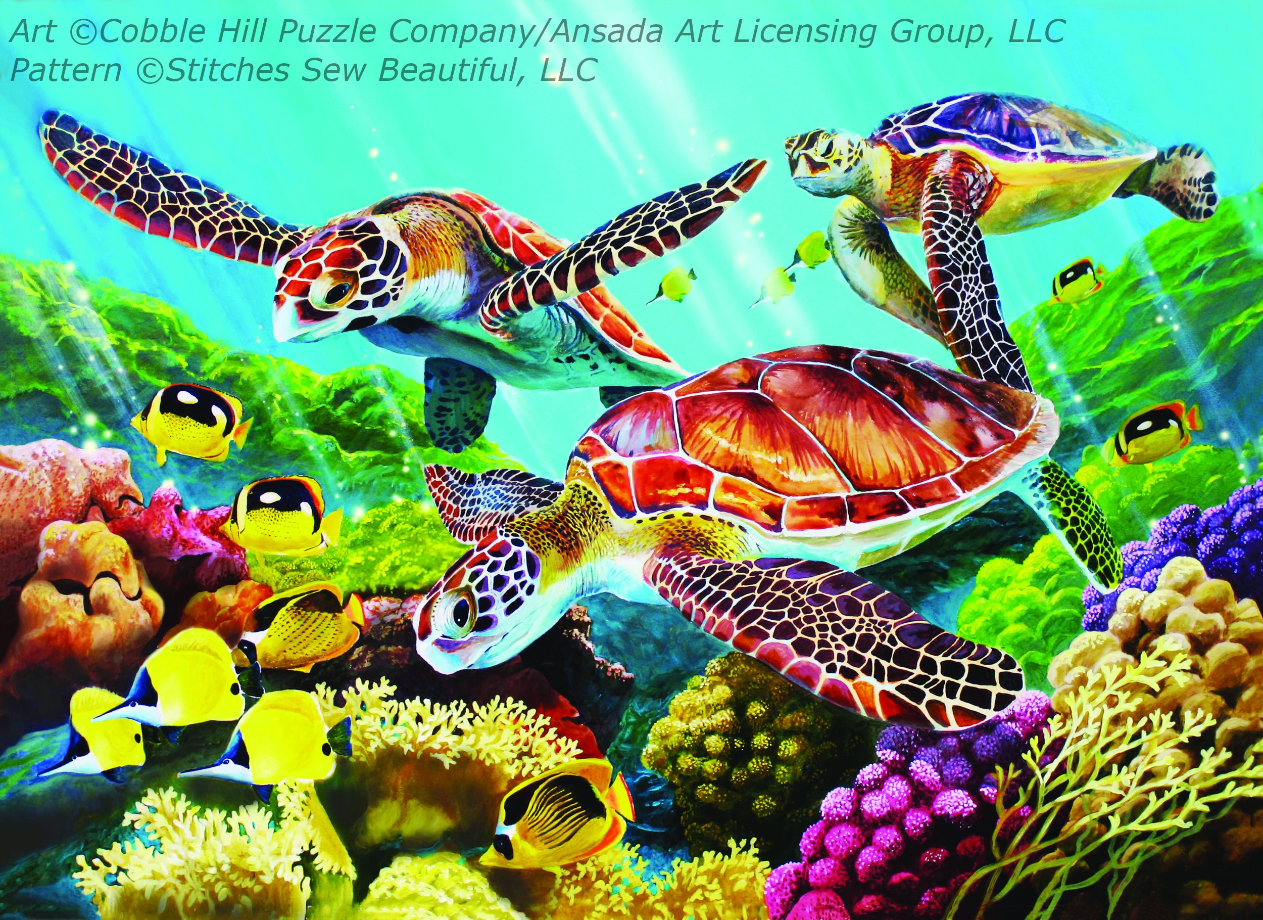 Sea Turtles Cross Stitch Pattern by Cobble Hill Puzzle Company