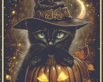 IvyCottageHomeによる魔法の黒猫のクロスステッチパターン（デジタル