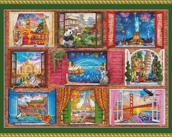 Doors of The World (Max Size/Color) counted cross stitch pattern by Dominic Davison, Licensed by MGL, www.mglart.com (Digital Format)