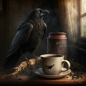 Raven and Coffee Cross Stitch Pattern by Serr.kai A Quill & Ink ...