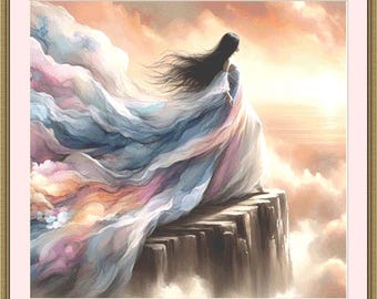 Windswept Pastels counted cross stitch pattern by Ingrid Jean AI Art (Digital Format)