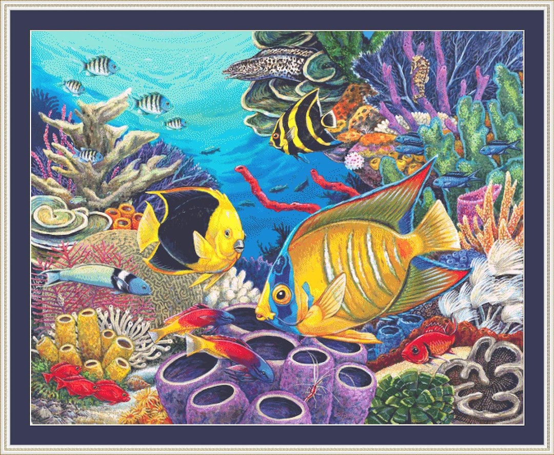 Coral Reef (max Size/color) Counted Cross Stitch Pattern by Linda