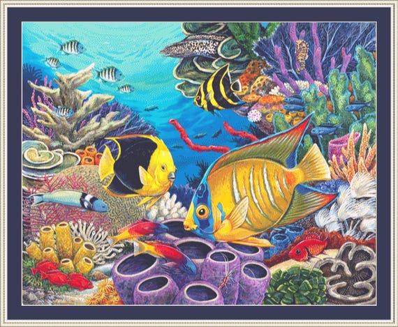 Coral Reef (max Size/color) Counted Cross Stitch Pattern by Linda