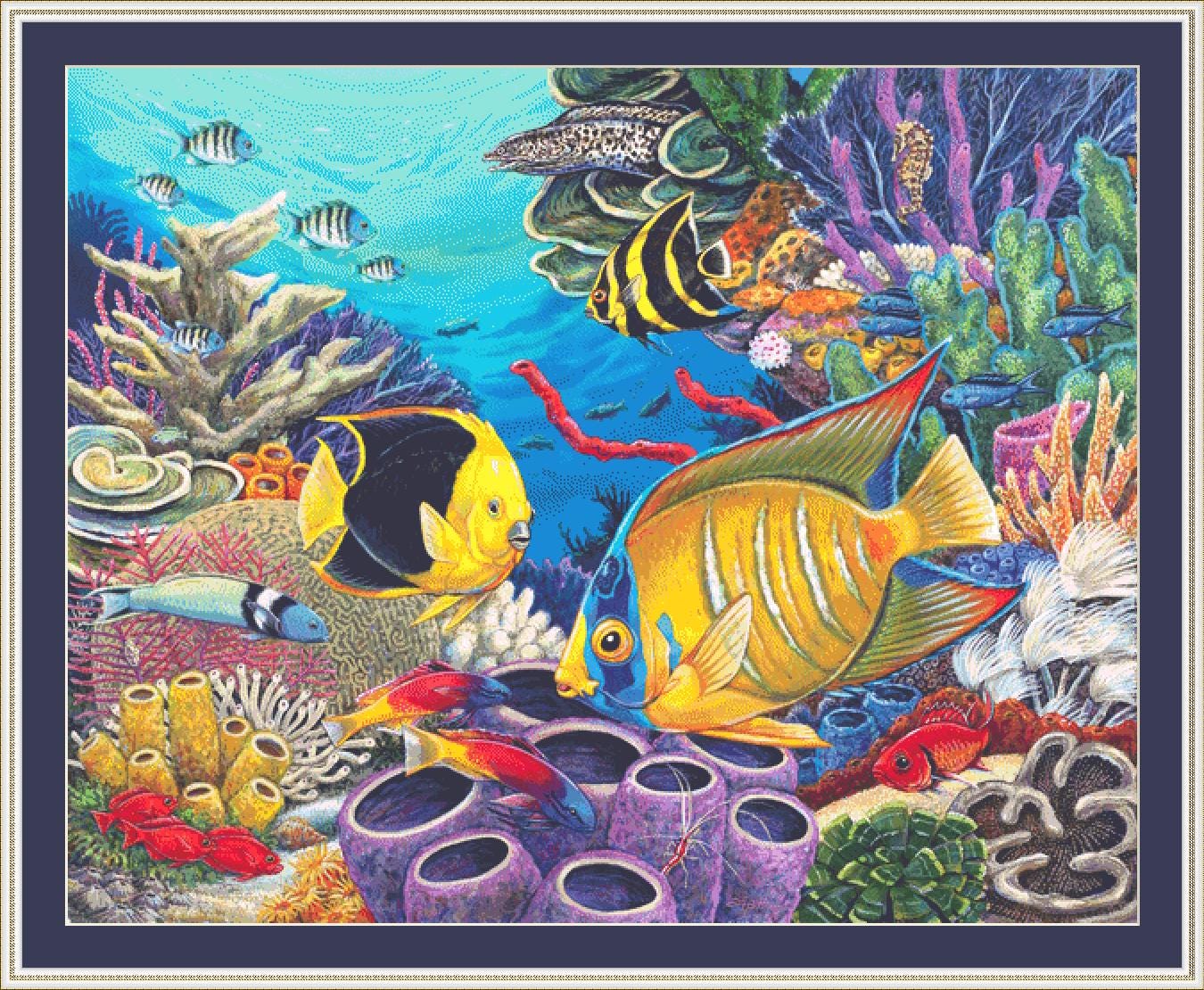 Coral Reef (max Size/color) Counted Cross Stitch Pattern by Linda