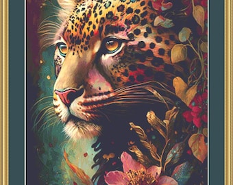 Watercolor Leopard counted cross stitch pattern by Digital Art Club AU (Digital Format)