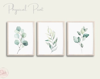 Set of 3 Botanical Print, Greenery Leaves Prints, Watercolour Botanical Prints, Printable Wall Art, Minimalist Botanical Wall Art Prints