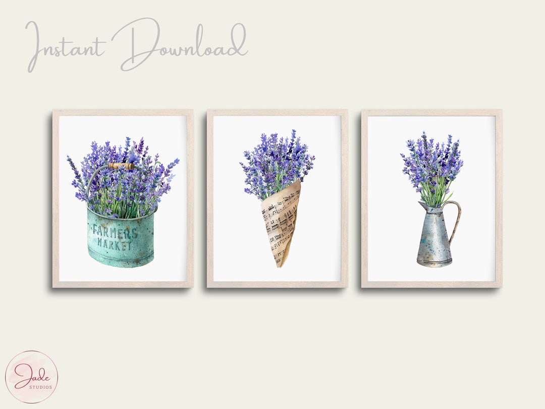 Set of 3 Lavender Prints, Botanical Printable Art, Gallery Wall Art ...