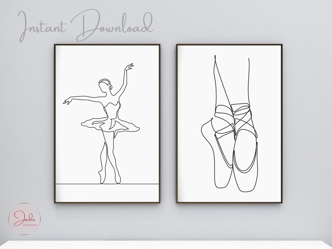 Set of 2 Ballet Line Art Prints, Ballet Prints, Teenage Wall Art, Teen ...
