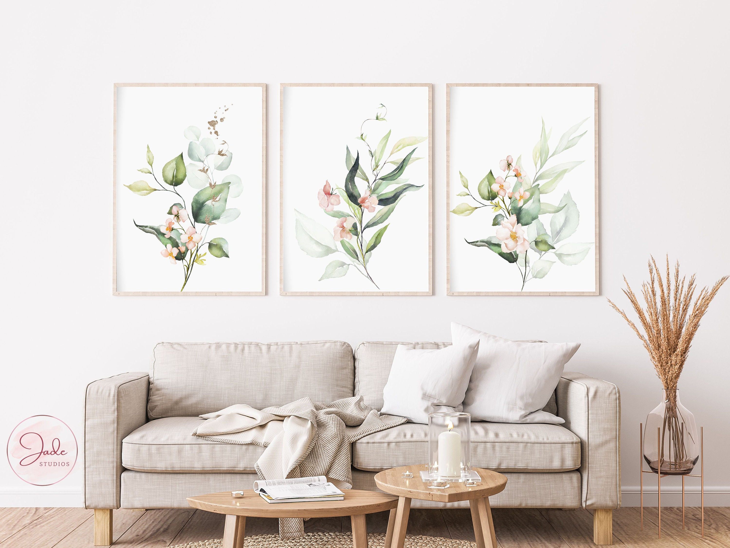 Watercolor Floral Print Set of 3, Botanical Printable Art, Gallery Wall ...