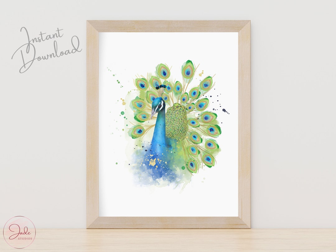 Watercolour Peacock Print Teenage Wall Art Teen Girl Decor Etsy