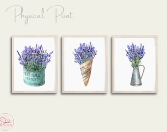 Set of 3 Lavender Prints, Botanical Printable Art, Gallery Wall art, Farmhouse Decor, Kitchen Farmhouse Prints