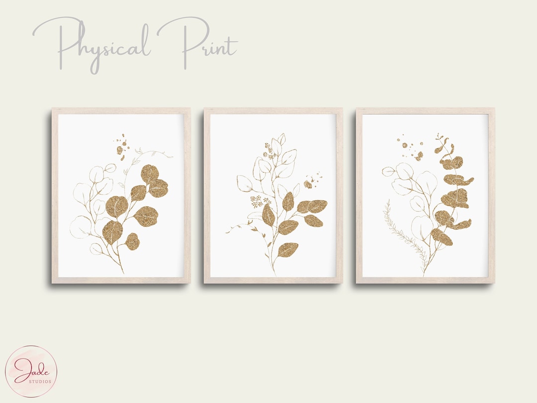 Gold Botanical Print Set of 3, Botanical Printable Art, Gallery Wall ...