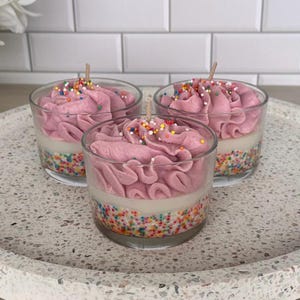 Handmade Birthday Cake dessert candle, 100% soy wax, whipped wax, novelty candles, unique gifts