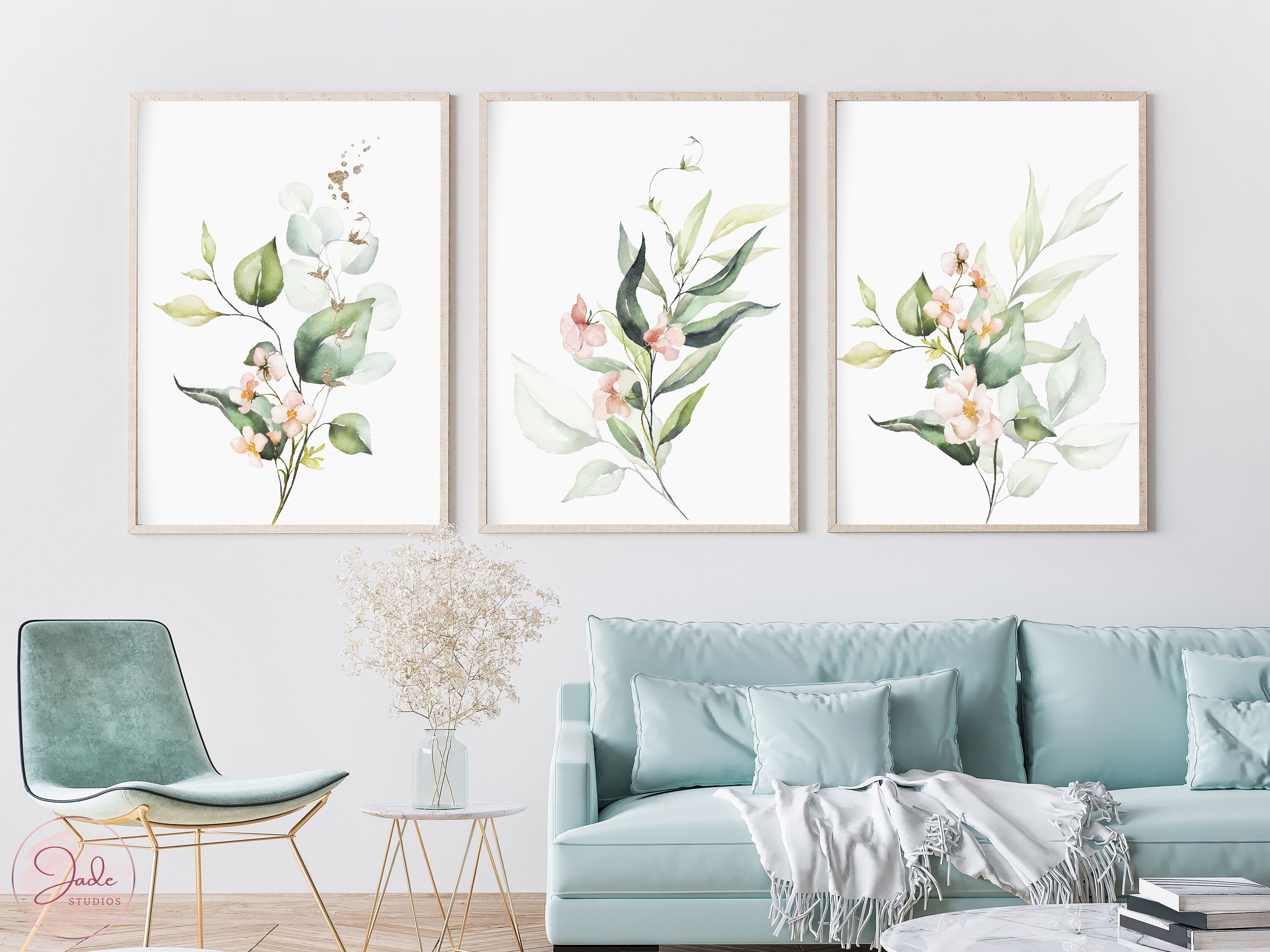 Watercolor Floral Print Set of 3, Botanical Printable Art, Gallery Wall ...