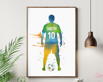 Personalised Soccer Print, Teenage Boy Name Print, Teenage Wall Art, Teen Boy Decor, Kids Prints, Teenage Sports Decor, Sports Prints