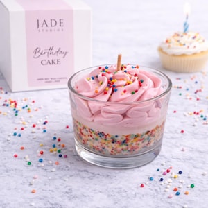 Handmade Birthday Cake dessert candle, 100% soy wax, whipped wax, novelty candles, unique gifts