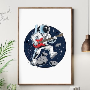 Astronaut Playing Guitar Print, Music Prints, Teen Boy Decor, Kids Prints, Teenage Boy Wall Art
